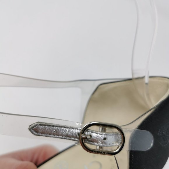 CHANEL Black Crepe Transparent PVC Pumps Heels - Picture 5 of 11